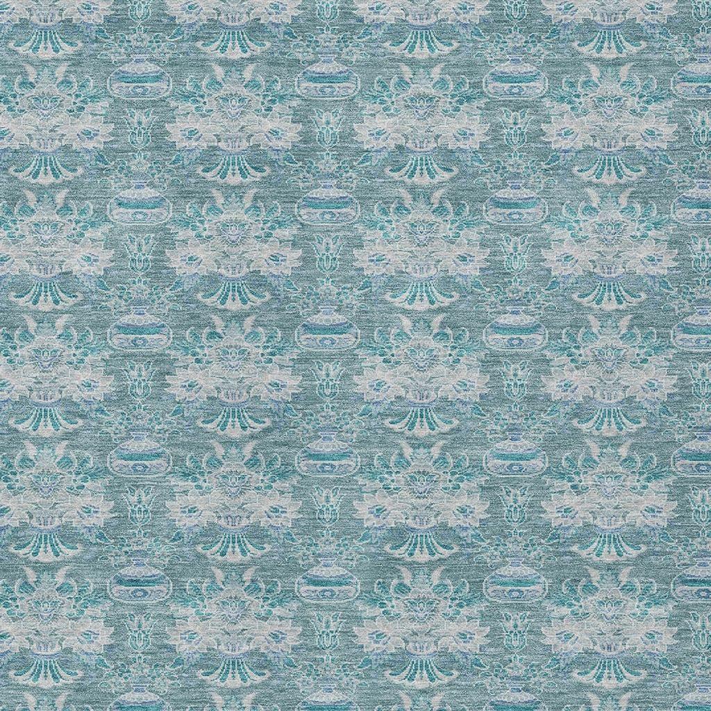 3' X 5' Teal Blue And Green Floral Washable Indoor Outdoor Area Rug Homeroots Outdoor